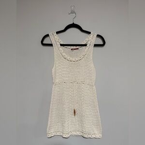 Tape Measure Sleeveless Crochet Knit Babydoll Tank Top Size Small Boho Beach Y2K